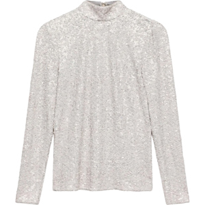 Mint Velvet Cream Sequin Polo Top